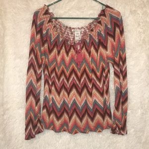 🧡Funky, off the shoulder, zigzag patterned Top